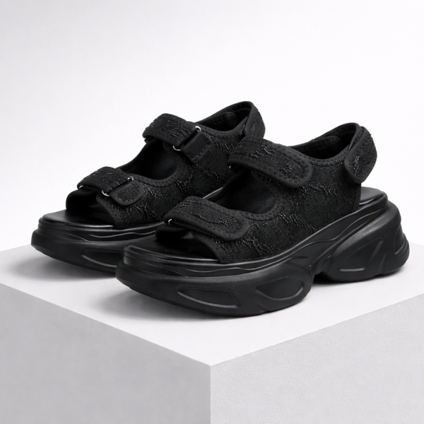 Women's black sandals styled look — summer for every occasion — Lizzie Chunky Sandals — Sonverdano