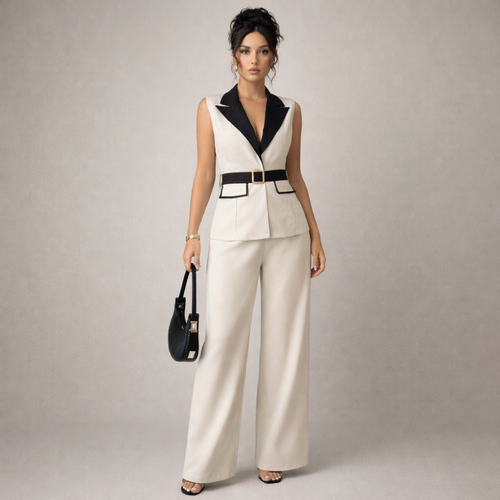 Women's White pants with structured high-waisted — everyday comfort