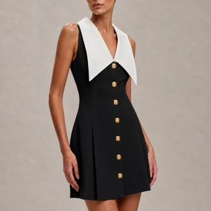 Women's black dress back view — chic — Pixie Mini Dress for every occasion — Sonverdano