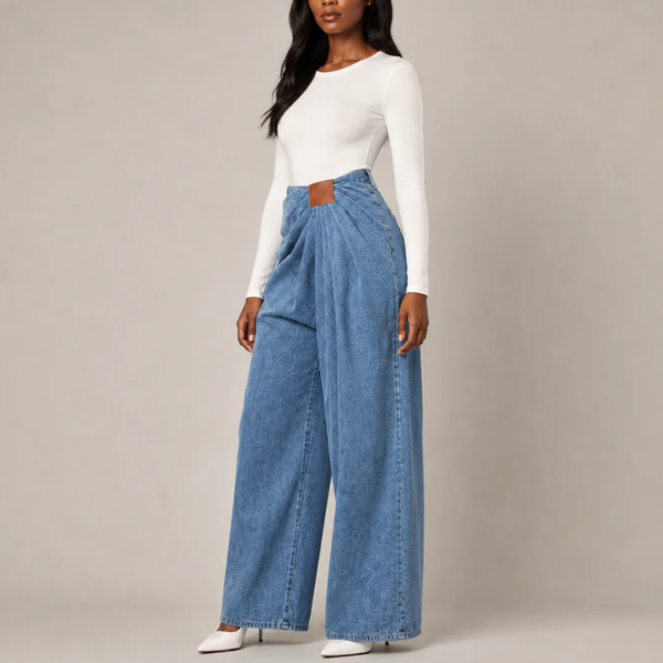 Women's denim jeans side view — casual — Madison Wide Jeans for every occasion — Sonverdano