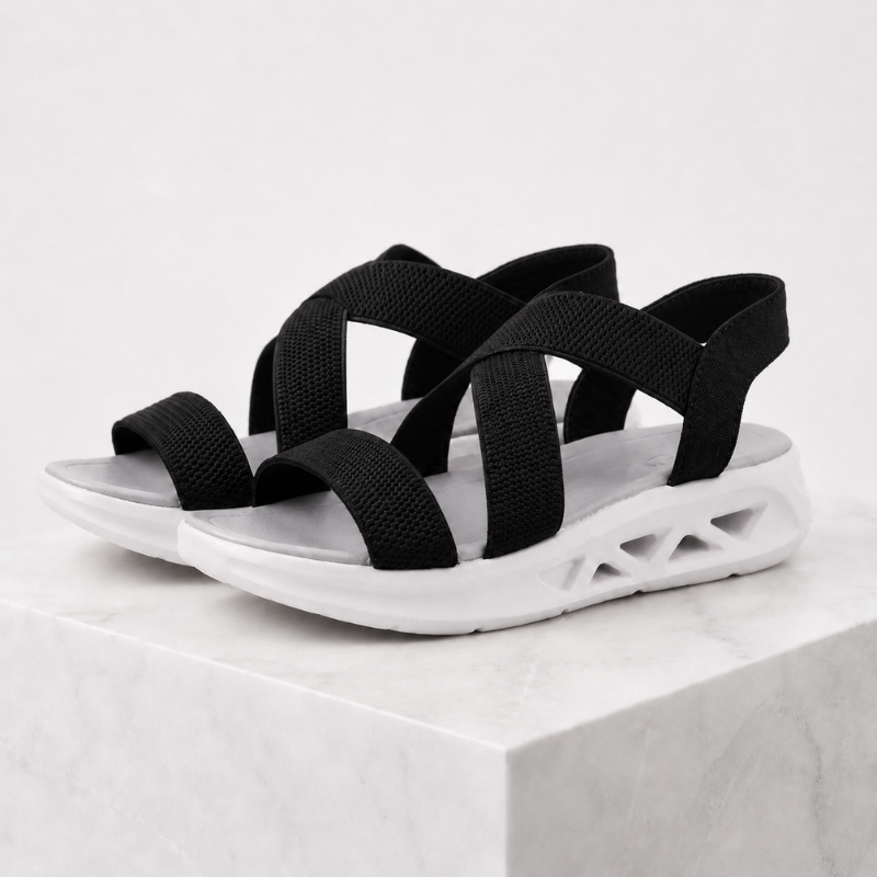 Women's geometric sandals front view — versatile — Florence Orthopedic Sandals — Sonverdano