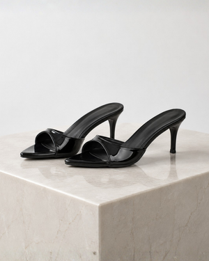 Women's black heels styled look — elegant — Gia Pointed Toe Mules for every occasion — Sonverdano