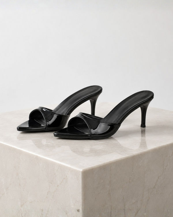 Women's black heels styled look — elegant — Gia Pointed Toe Mules for every occasion — Sonverdano
