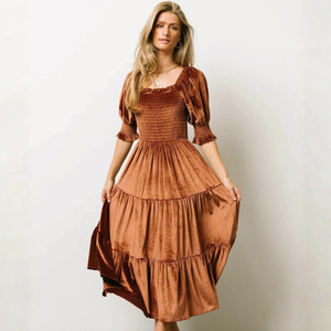 Women's Blue dress with velvet flat — special occasions