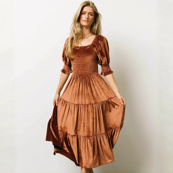 Women's Blue dress with velvet flat — special occasions