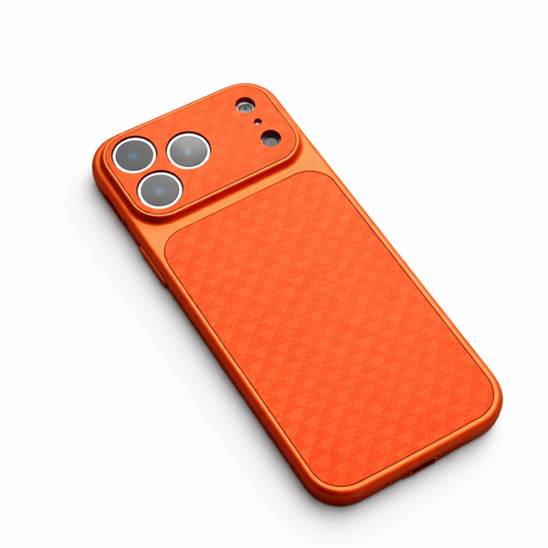 Unisex orange geometric phone case styled look — protective — Carbon MagSafe iPhone Case — Sonverdano