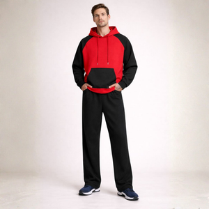 Men's red fleece set back view — coordinated — Louis Fleece 2 Piece Set — Sonverdano