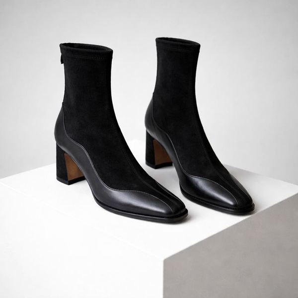 Women's black taylor square toe ankle boots — footwear