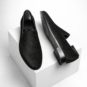 Men's black velvet shoes color detail — versatile — Benedict Velvet Flat Shoes — Sonverdano