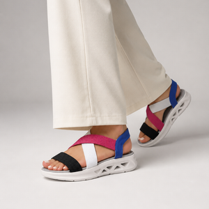 Women's geometric sandals front view — versatile — Florence Orthopedic Sandals — Sonverdano