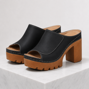 Women's black heels back view — elegant — Ambre Heeled Sandals for every occasion — Sonverdano
