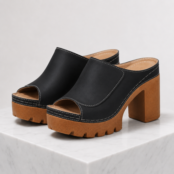 Women's black heels back view — elegant — Ambre Heeled Sandals for every occasion — Sonverdano