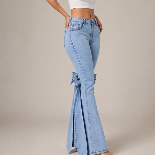 Women's denim jeans back view — casual — Kimberly Bow Jeans for every occasion — Sonverdano