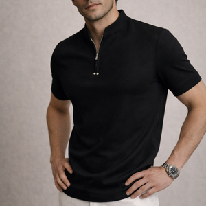 Men's pr-0539 side view — versatile — PR-0539 - Men's Stand Collar Half Zipper Pullover T-Shirt Slim Fit — Sonverdano