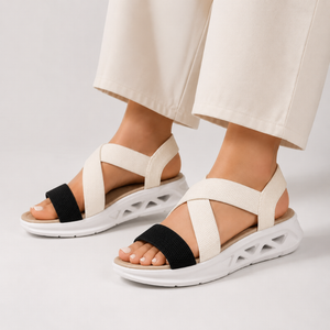 Women's geometric sandals side view — versatile — Florence Orthopedic Sandals — Sonverdano