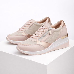 Women's pink bailey wedge heel sneakers — footwear