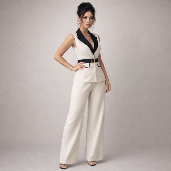 Women's White pants with structured high-waisted — everyday comfort