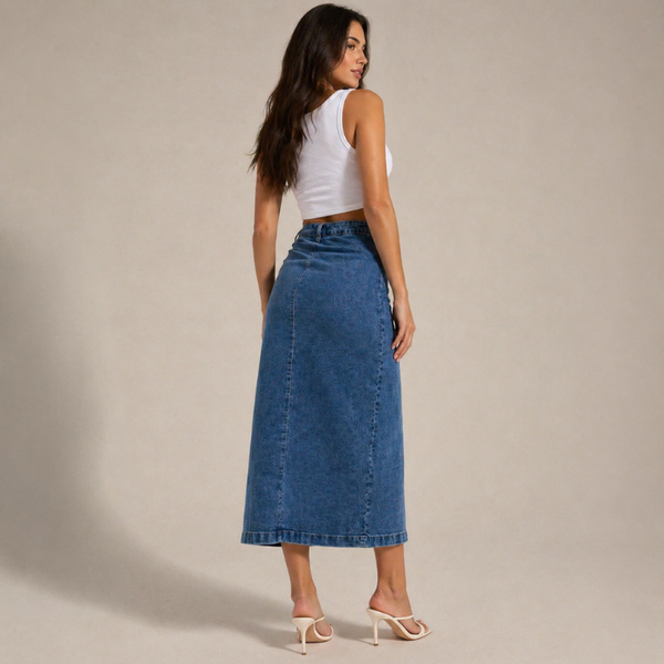 Women's denim skirt close-up — chic — Dea Bella Denim Skirt for every occasion — Sonverdano