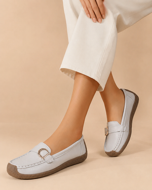 Women's loafers close-up — versatile — Lorraine Orthopedic Buckle Loafers — Sonverdano
