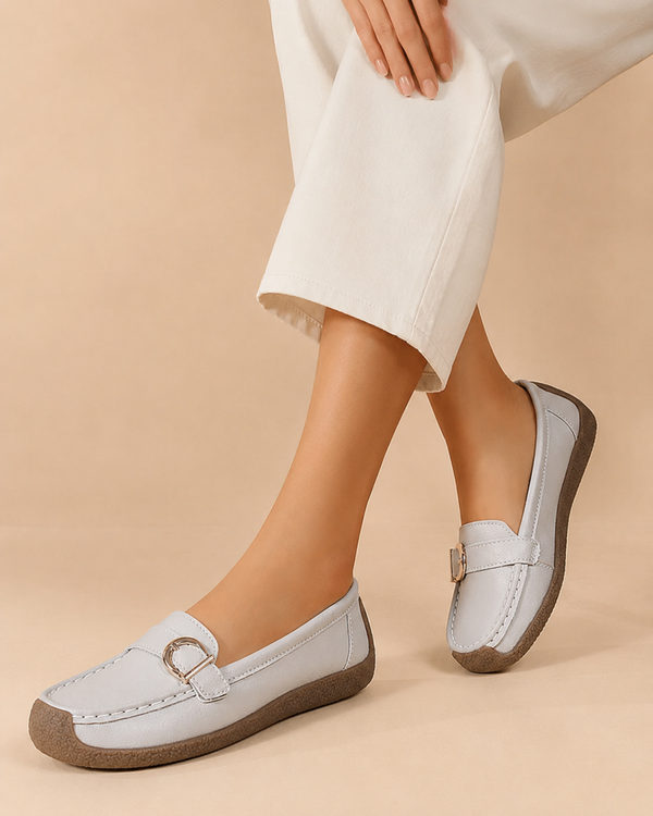 Women's loafers close-up — versatile — Lorraine Orthopedic Buckle Loafers — Sonverdano