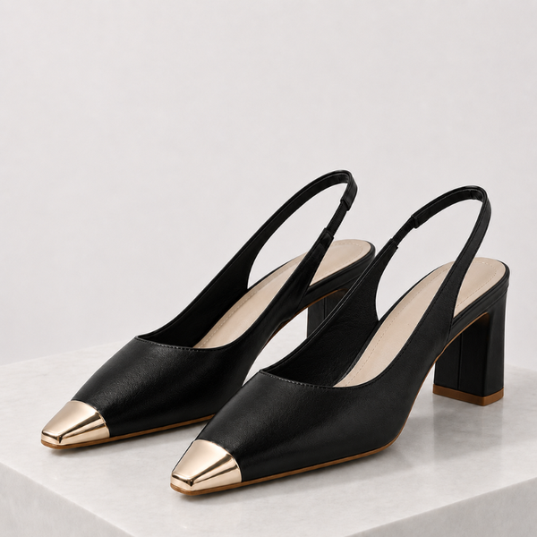 Women's black heels detail view — elegant — Maren Square Toe Heels for every occasion — Sonverdano
