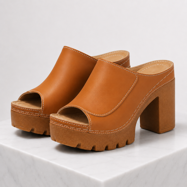 Women's brown heels styled look — elegant — Ambre Heeled Sandals for every occasion — Sonverdano