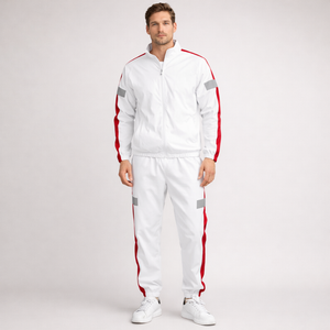 Men's white polyester set close-up — coordinated — Abakhan Maximus 2 Piece Set — Sonverdano