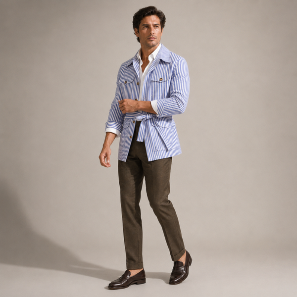 Men's cotton jacket side view — outerwear — Leo Vanderbilt Jacket for every occasion — Sonverdano