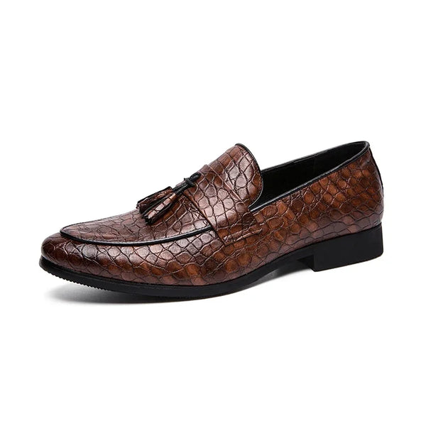 Men's brown lace loafers styled look — versatile — Tino Croc Loafers — Sonverdano