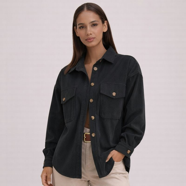 Women's black sadie corduroy shirt — casual wear