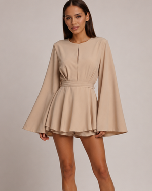 Women's khaki dress color detail — summer — Kamilla Backless Mini Dress — Sonverdano