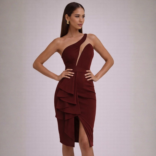 Women's dress front view — chic for every occasion — Genevieve Slit Dress — Sonverdano