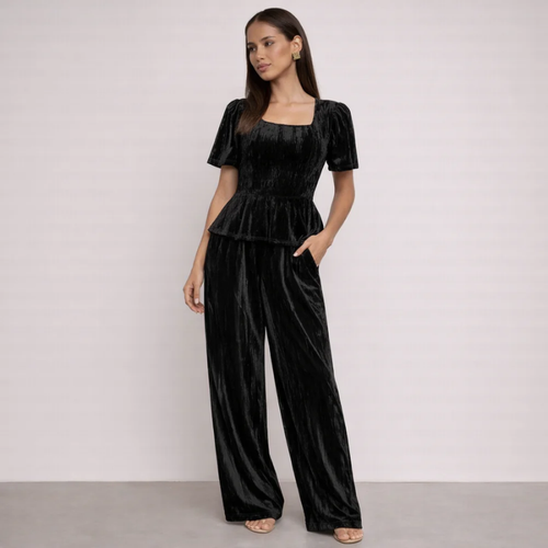 Women's blue apparel velvet high-waisted — formal wear