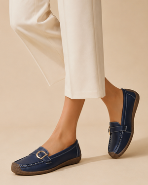 Women's loafers side view — versatile — Lorraine Orthopedic Buckle Loafers — Sonverdano