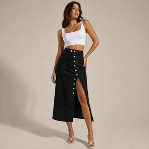 Women's denim skirt styled look — chic — Dea Bella Denim Skirt for every occasion — Sonverdano
