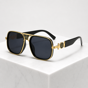 Women's black floral sunglasses styled look — statement — Deidra Aviator Sunglasses — Sonverdano