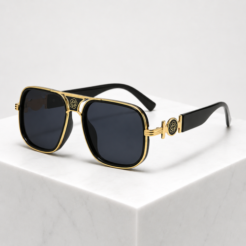 Women's black floral sunglasses styled look — statement — Deidra Aviator Sunglasses — Sonverdano
