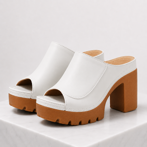 Women's off-white heels side view — elegant — Ambre Heeled Sandals for every occasion — Sonverdano