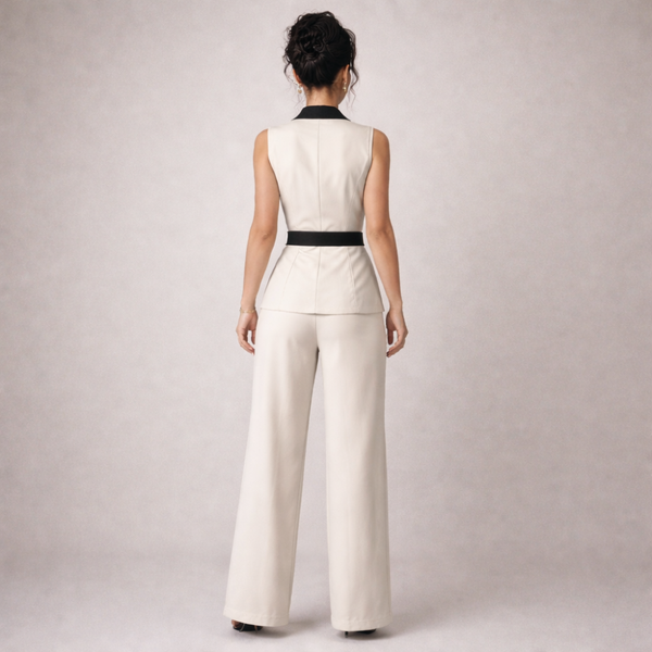 Women's White pants with structured high-waisted — everyday comfort