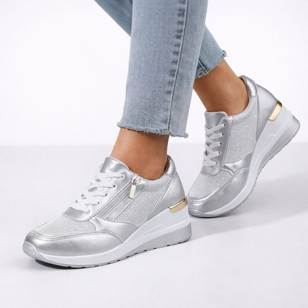 Women's Silver shoe with lace wedge — everyday footwear