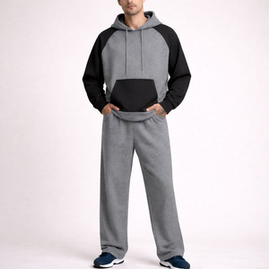 Men's gray fleece set detail view — coordinated — Louis Fleece 2 Piece Set — Sonverdano