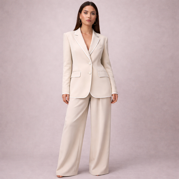 Women's beige sky side view — versatile — Sky Line 2-Piece Suit for every occasion — Sonverdano