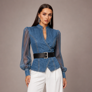 Women's denim dea close-up — versatile — Dea Medina Summer Top for every occasion — Sonverdano