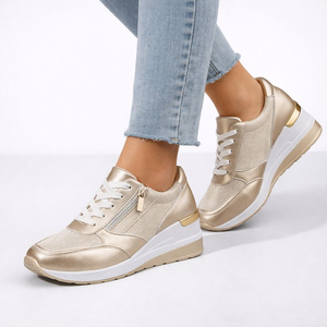 Women's Silver shoe with lace wedge — everyday footwear