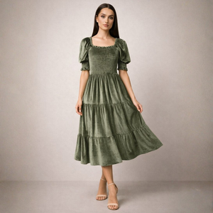 Women's Blue dress with velvet flat — special occasions