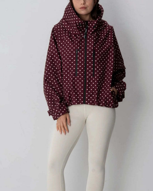 Women's burgundy jacket alternate angle — outerwear — Margot Cropped Hooded Rain Jacket — Sonverdano