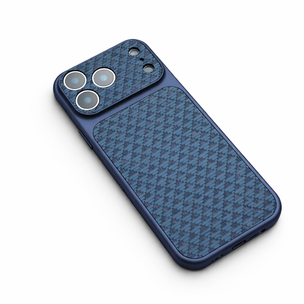 Unisex navy geometric phone case side view — protective — Carbon MagSafe iPhone Case — Sonverdano