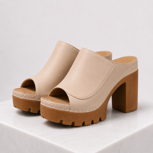 Women's beige heels detail view — elegant — Ambre Heeled Sandals for every occasion — Sonverdano