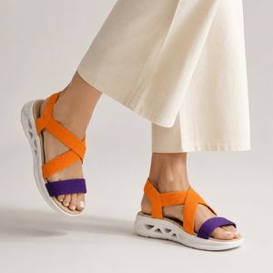 Women's geometric sandals back view — versatile — Florence Orthopedic Sandals — Sonverdano