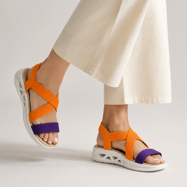 Women's geometric sandals back view — versatile — Florence Orthopedic Sandals — Sonverdano